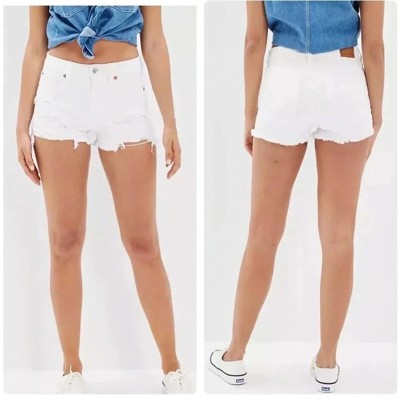 AMERICAN EAGLE 🦅 | Stretch High-Rise White Shortie Short Size 8 (NWOT) - Picture 3 of 9